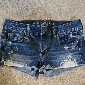 American Eagle Outfitters Distressed Blue Denim Shorts